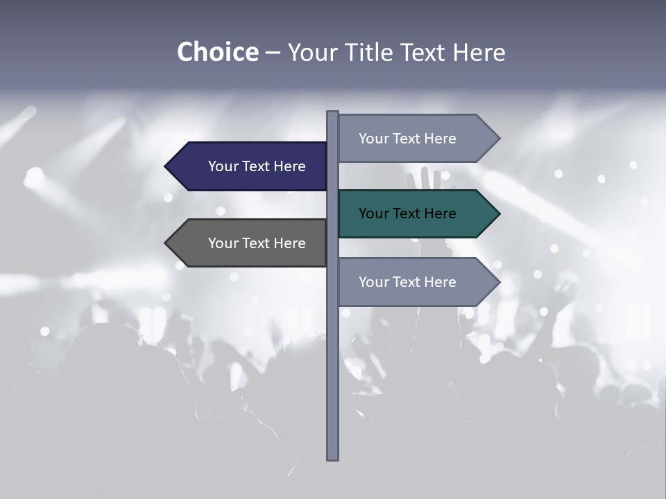 A Crowd Of People At A Concert With Their Hands Up PowerPoint Template
