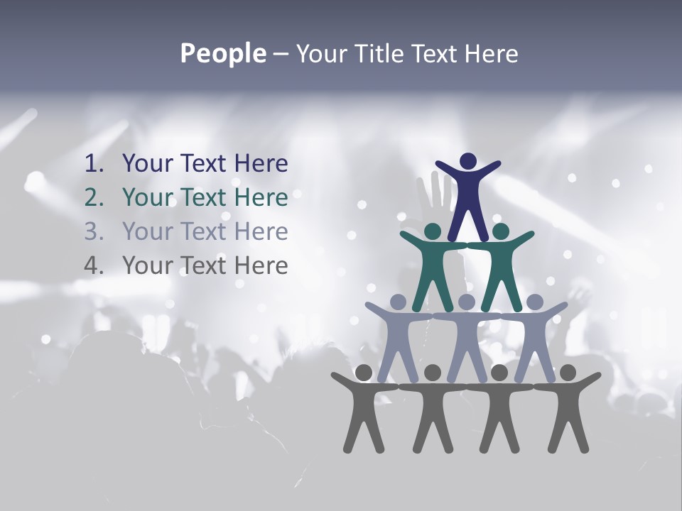 A Crowd Of People At A Concert With Their Hands Up PowerPoint Template