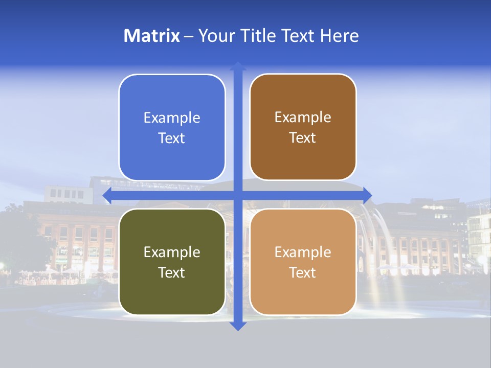 A Fountain In Front Of A Building At Night PowerPoint Template