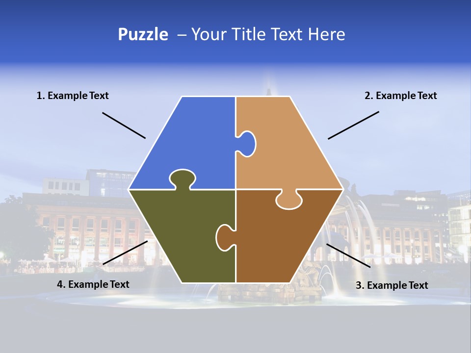 A Fountain In Front Of A Building At Night PowerPoint Template