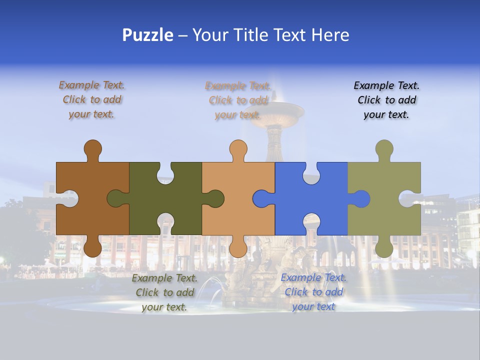 A Fountain In Front Of A Building At Night PowerPoint Template