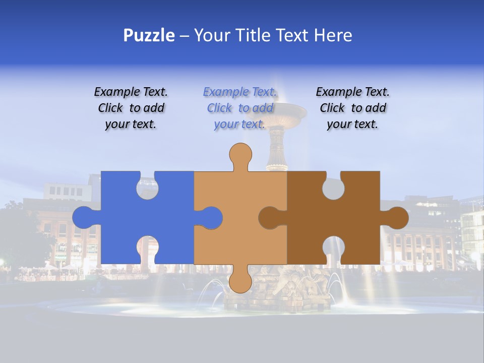 A Fountain In Front Of A Building At Night PowerPoint Template