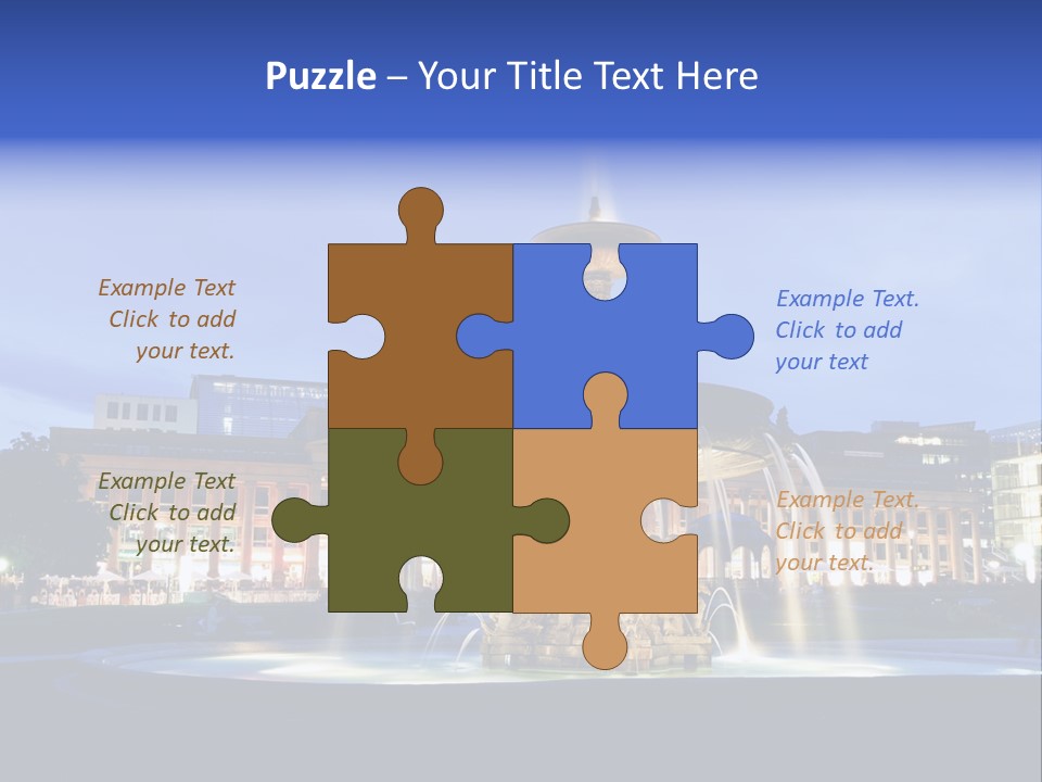 A Fountain In Front Of A Building At Night PowerPoint Template