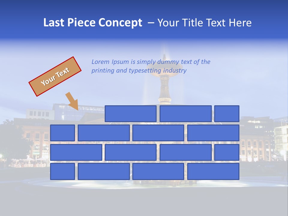 A Fountain In Front Of A Building At Night PowerPoint Template