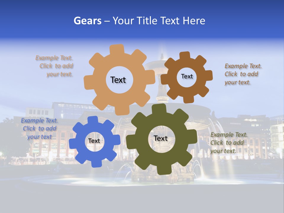 A Fountain In Front Of A Building At Night PowerPoint Template