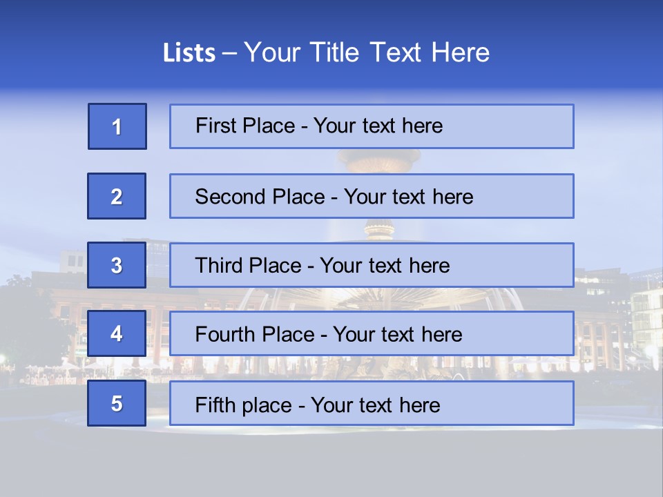A Fountain In Front Of A Building At Night PowerPoint Template