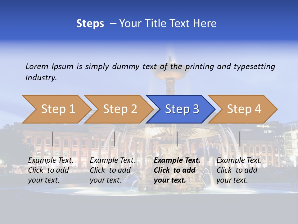 A Fountain In Front Of A Building At Night PowerPoint Template