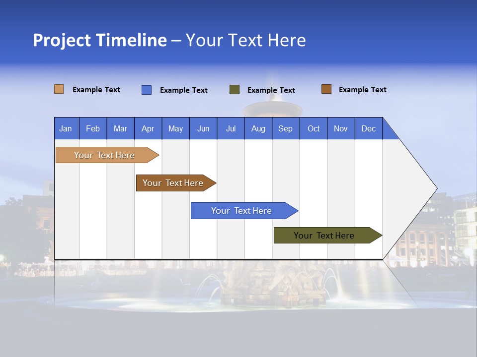 A Fountain In Front Of A Building At Night PowerPoint Template
