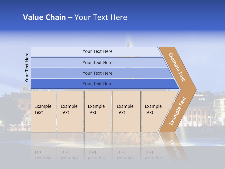 A Fountain In Front Of A Building At Night PowerPoint Template