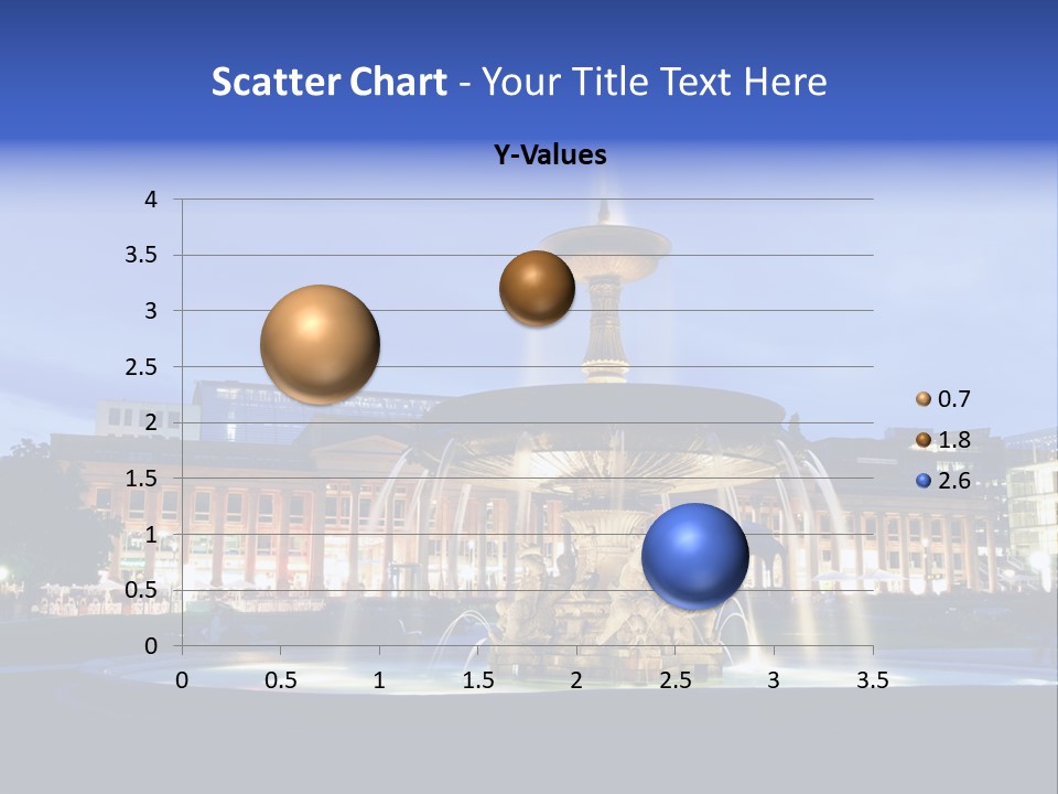 A Fountain In Front Of A Building At Night PowerPoint Template