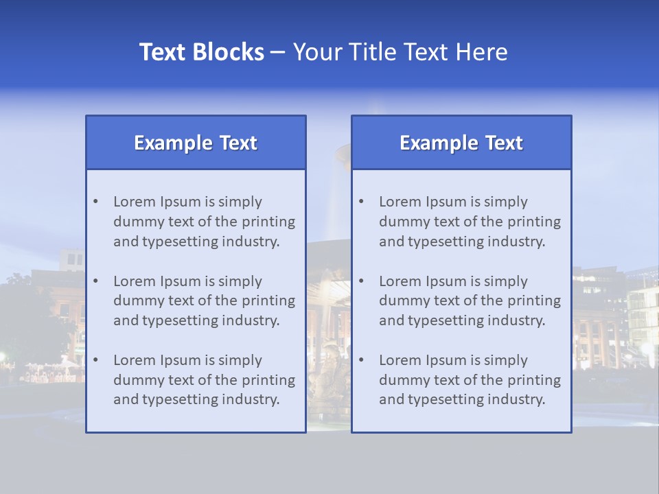 A Fountain In Front Of A Building At Night PowerPoint Template