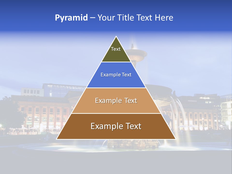 A Fountain In Front Of A Building At Night PowerPoint Template