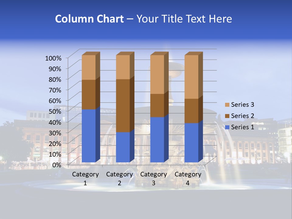 A Fountain In Front Of A Building At Night PowerPoint Template