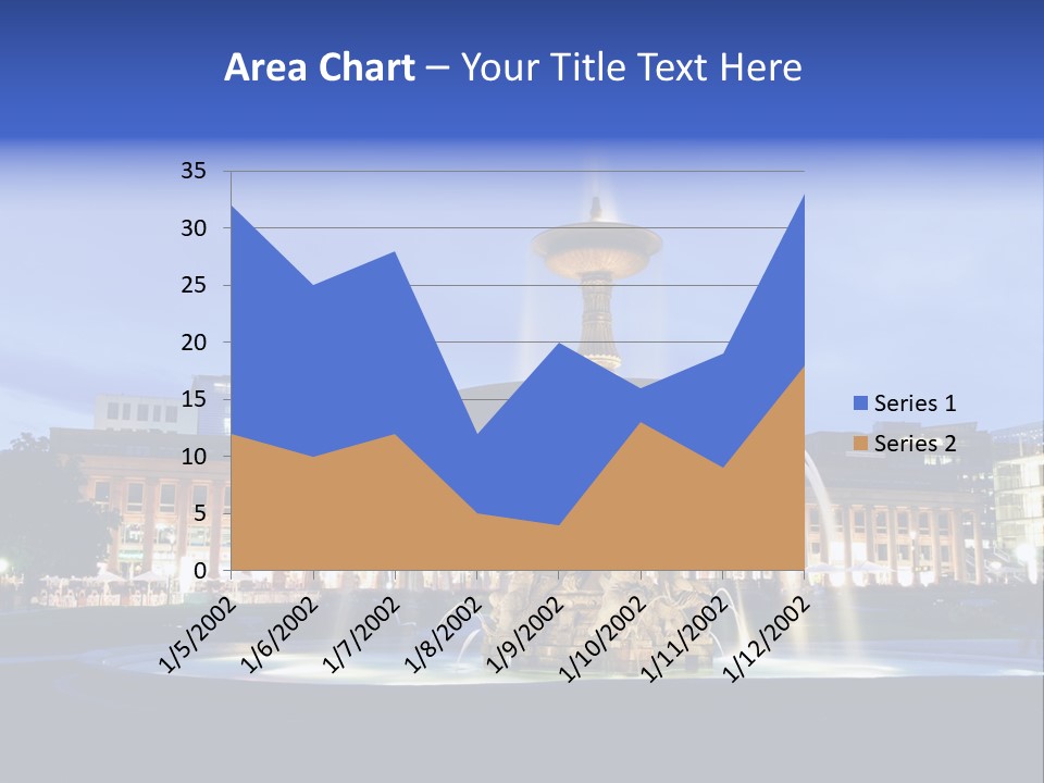 A Fountain In Front Of A Building At Night PowerPoint Template