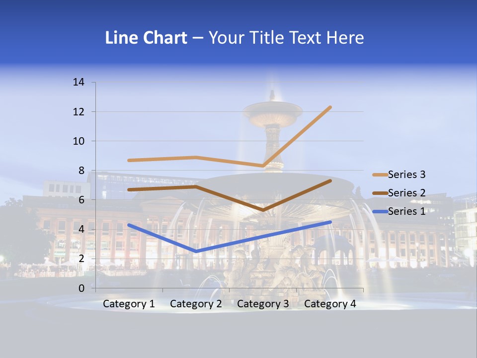 A Fountain In Front Of A Building At Night PowerPoint Template