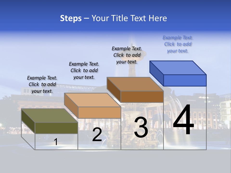 A Fountain In Front Of A Building At Night PowerPoint Template
