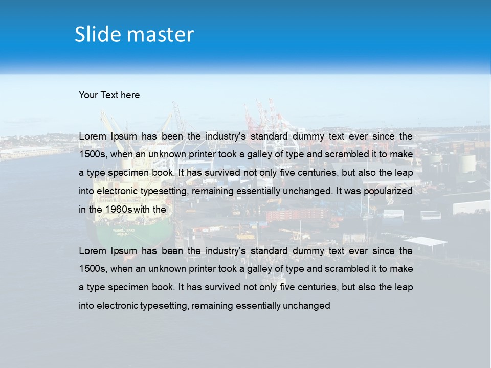 A Large Ship Is Docked In A Harbor PowerPoint Template