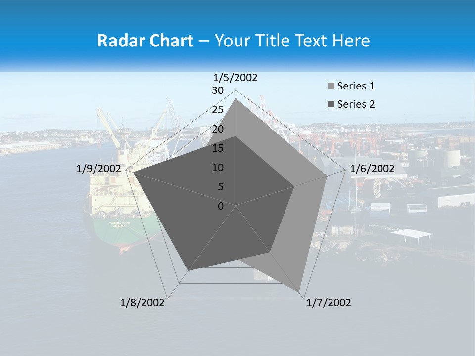 A Large Ship Is Docked In A Harbor PowerPoint Template