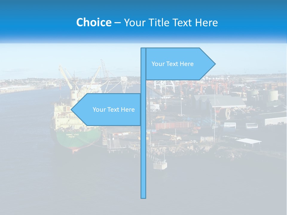 A Large Ship Is Docked In A Harbor PowerPoint Template