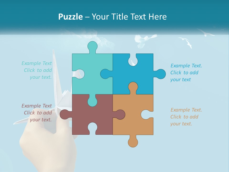 A Person Holding A Paper Airplane In Front Of A Blue Sky PowerPoint Template