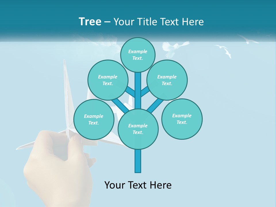 A Person Holding A Paper Airplane In Front Of A Blue Sky PowerPoint Template