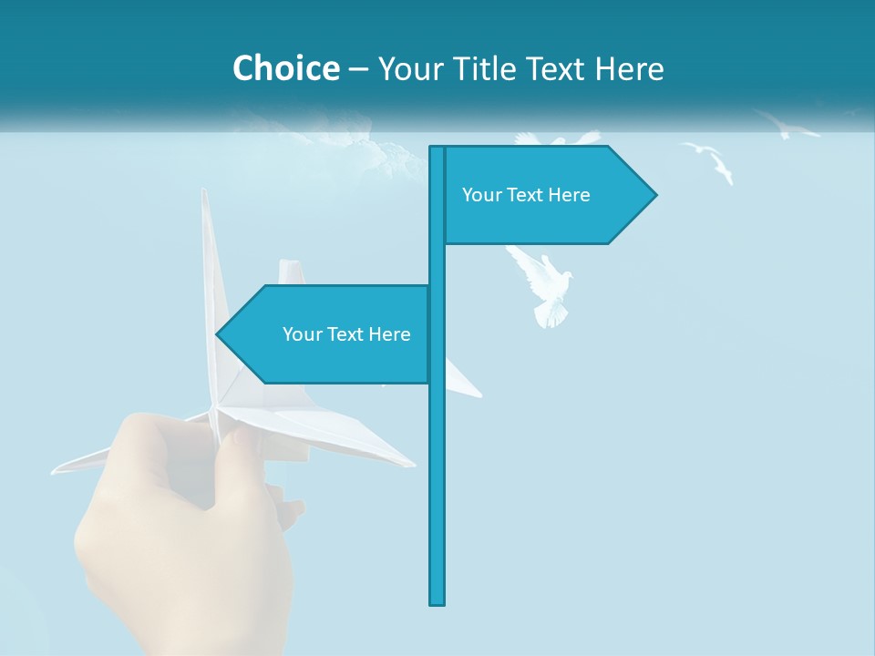 A Person Holding A Paper Airplane In Front Of A Blue Sky PowerPoint Template