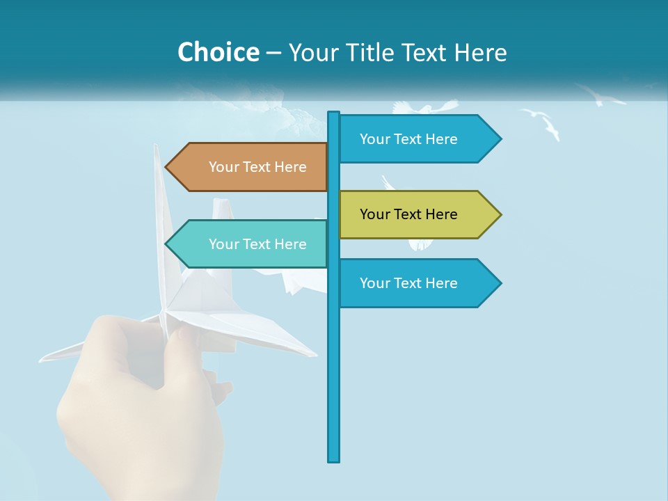 A Person Holding A Paper Airplane In Front Of A Blue Sky PowerPoint Template