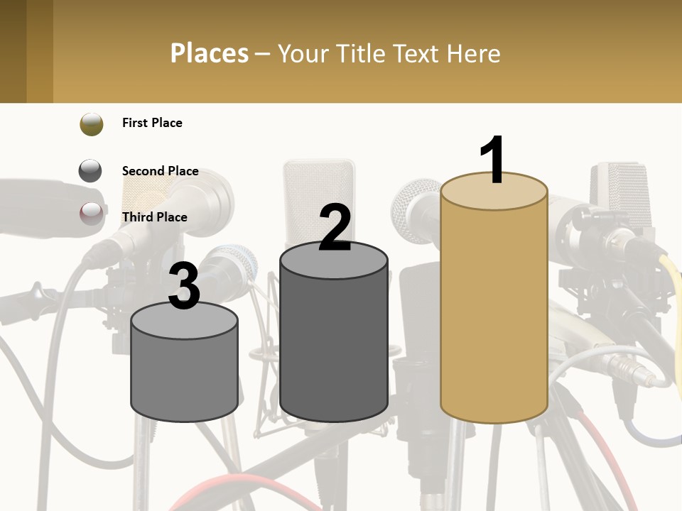 A Group Of Microphones Sitting Next To Each Other PowerPoint Template