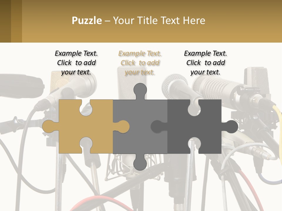 A Group Of Microphones Sitting Next To Each Other PowerPoint Template