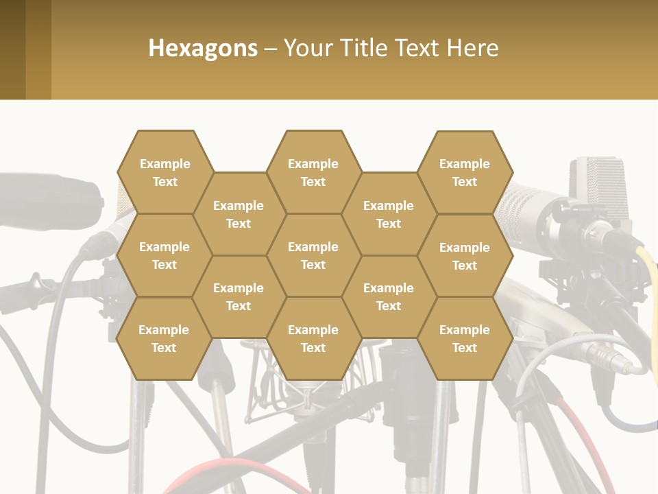 A Group Of Microphones Sitting Next To Each Other PowerPoint Template