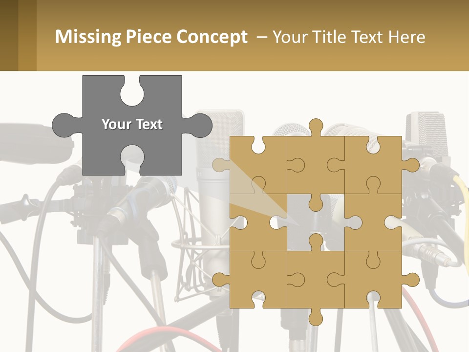 A Group Of Microphones Sitting Next To Each Other PowerPoint Template