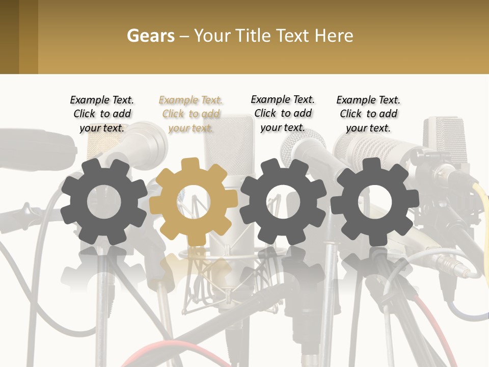 A Group Of Microphones Sitting Next To Each Other PowerPoint Template