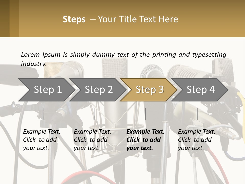 A Group Of Microphones Sitting Next To Each Other PowerPoint Template