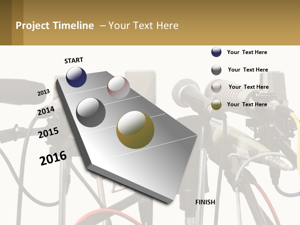 A Group Of Microphones Sitting Next To Each Other PowerPoint Template