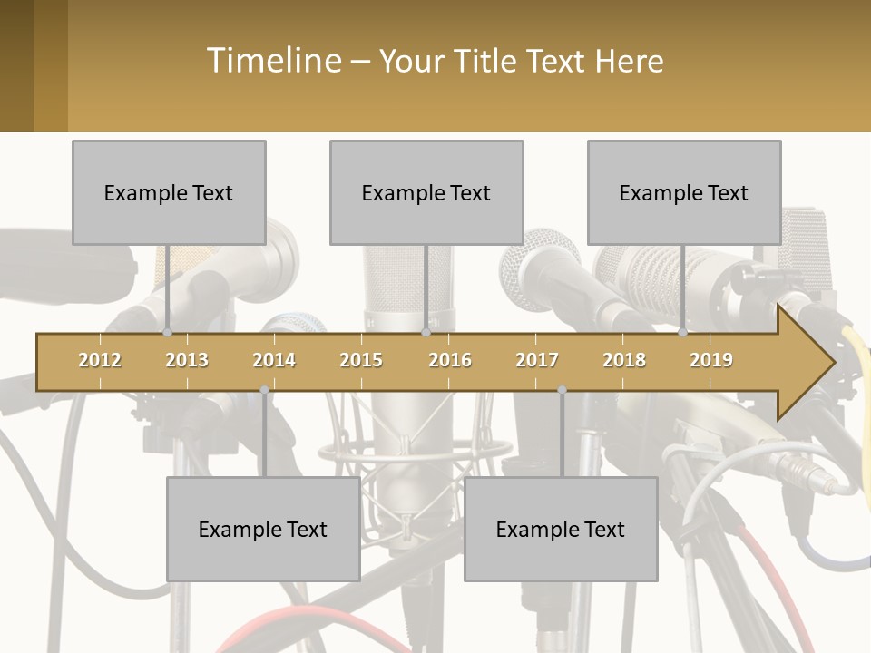 A Group Of Microphones Sitting Next To Each Other PowerPoint Template