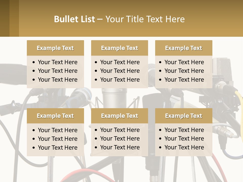 A Group Of Microphones Sitting Next To Each Other PowerPoint Template