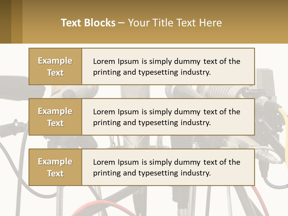 A Group Of Microphones Sitting Next To Each Other PowerPoint Template