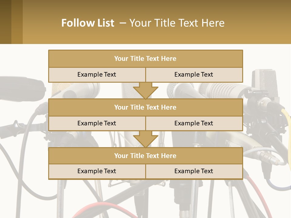 A Group Of Microphones Sitting Next To Each Other PowerPoint Template