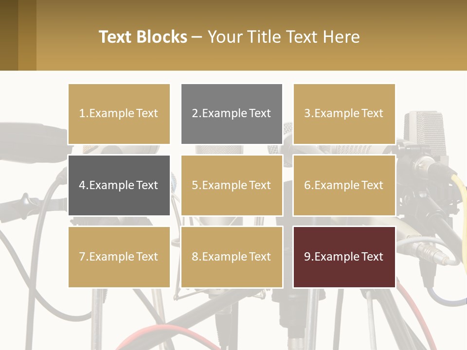 A Group Of Microphones Sitting Next To Each Other PowerPoint Template