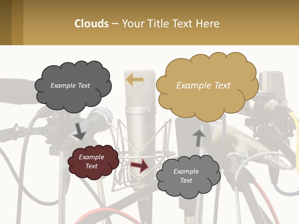 A Group Of Microphones Sitting Next To Each Other PowerPoint Template