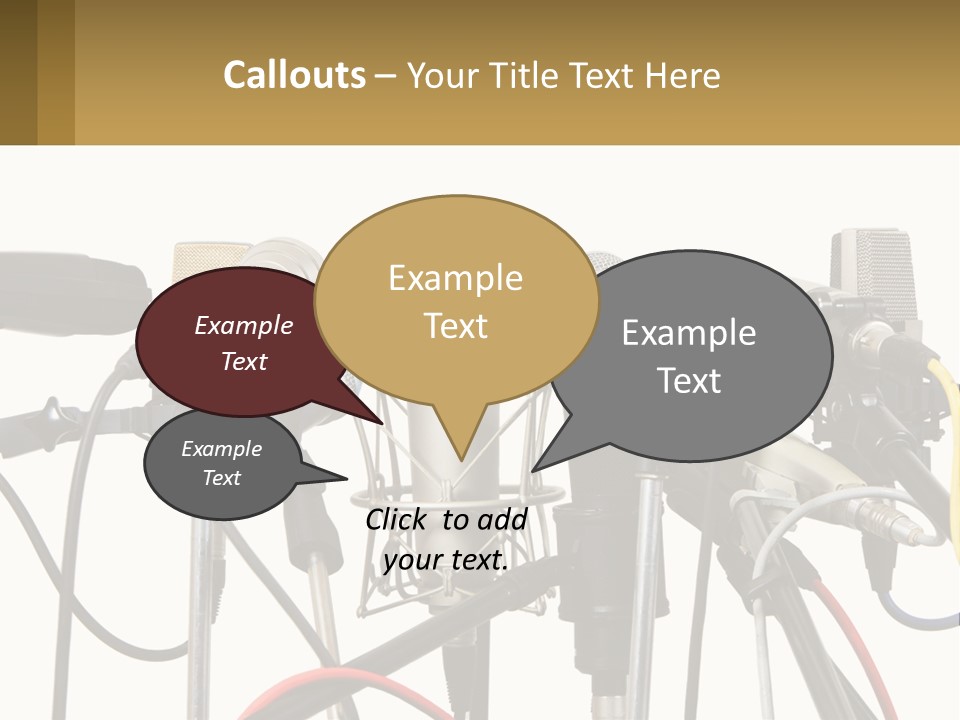 A Group Of Microphones Sitting Next To Each Other PowerPoint Template