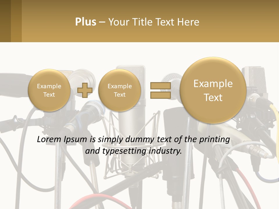 A Group Of Microphones Sitting Next To Each Other PowerPoint Template