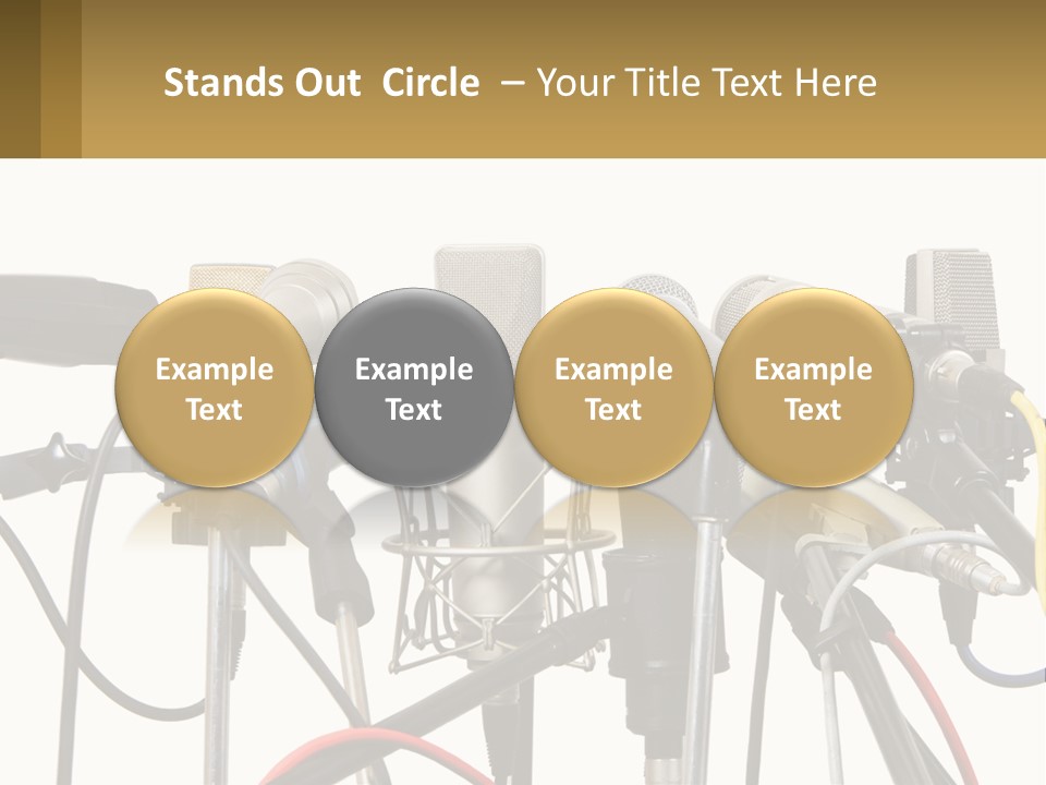 A Group Of Microphones Sitting Next To Each Other PowerPoint Template