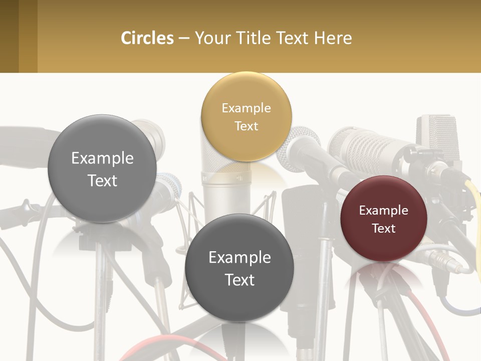 A Group Of Microphones Sitting Next To Each Other PowerPoint Template