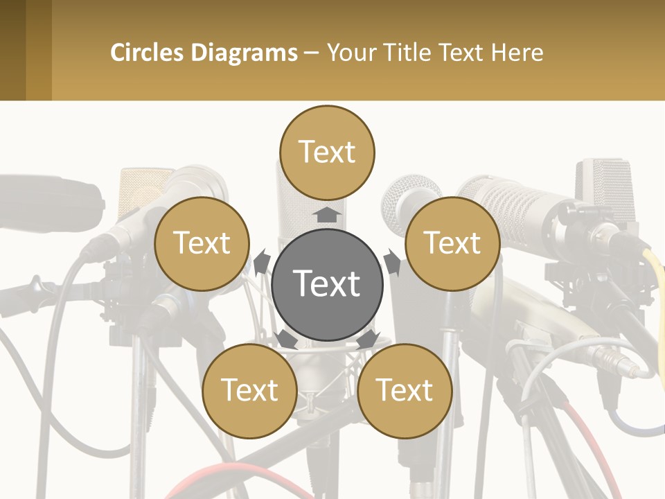 A Group Of Microphones Sitting Next To Each Other PowerPoint Template
