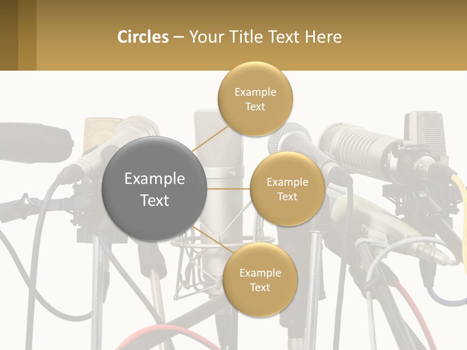 A Group Of Microphones Sitting Next To Each Other PowerPoint Template