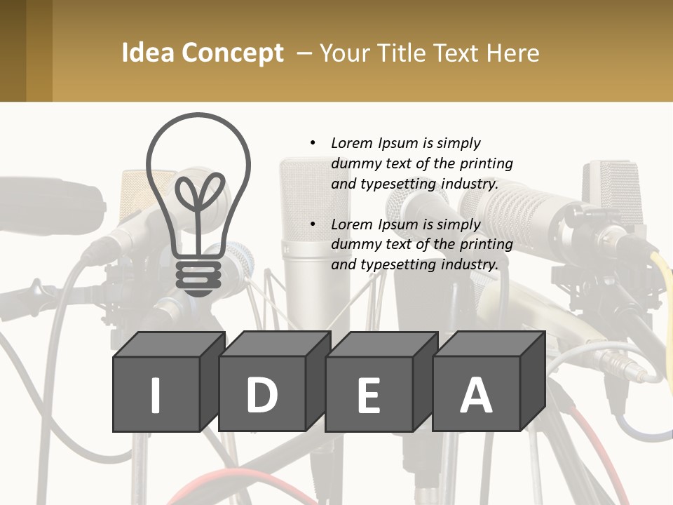 A Group Of Microphones Sitting Next To Each Other PowerPoint Template