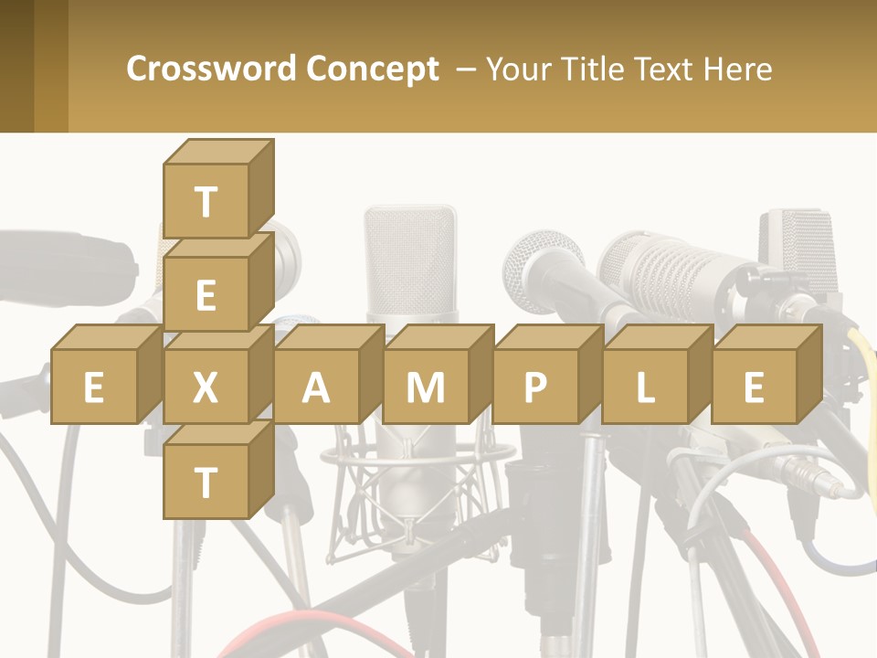 A Group Of Microphones Sitting Next To Each Other PowerPoint Template