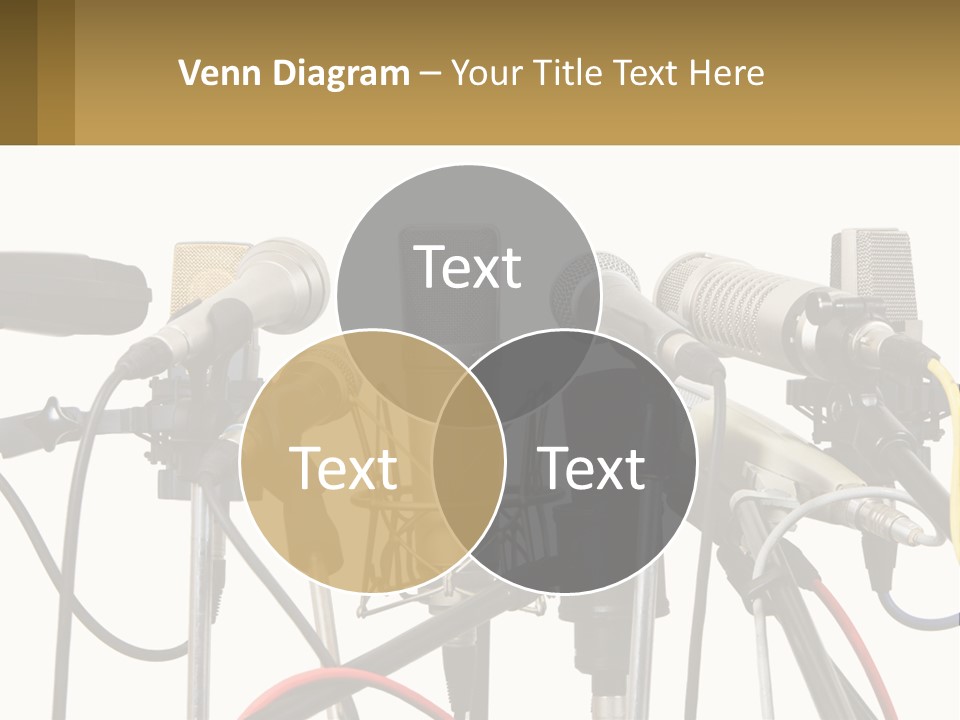 A Group Of Microphones Sitting Next To Each Other PowerPoint Template