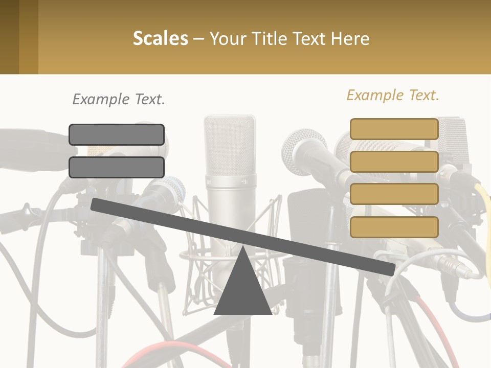 A Group Of Microphones Sitting Next To Each Other PowerPoint Template
